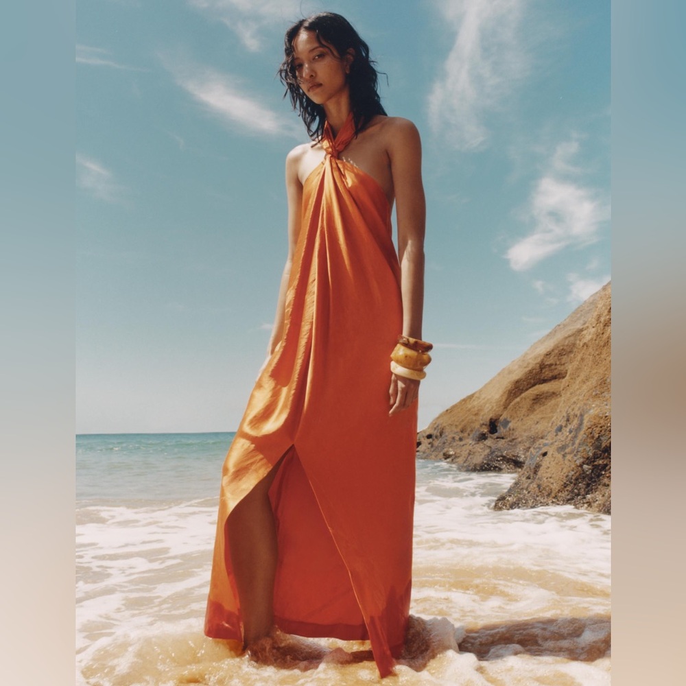 Zara Jacquard halter dress ZW collection